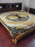 Celtic Tapestry Tree of life Cotton Bedspread with Fringes - Twin Full - Sweet Us