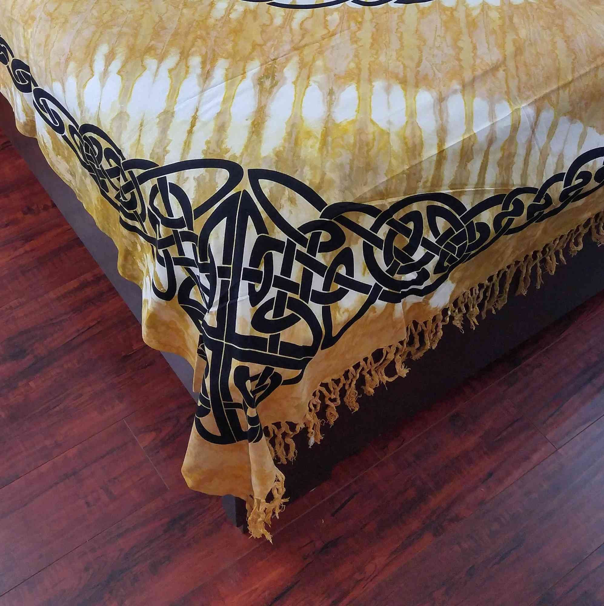 Celtic Tapestry Tree of life Cotton Bedspread with Fringes - Twin Full - Sweet Us