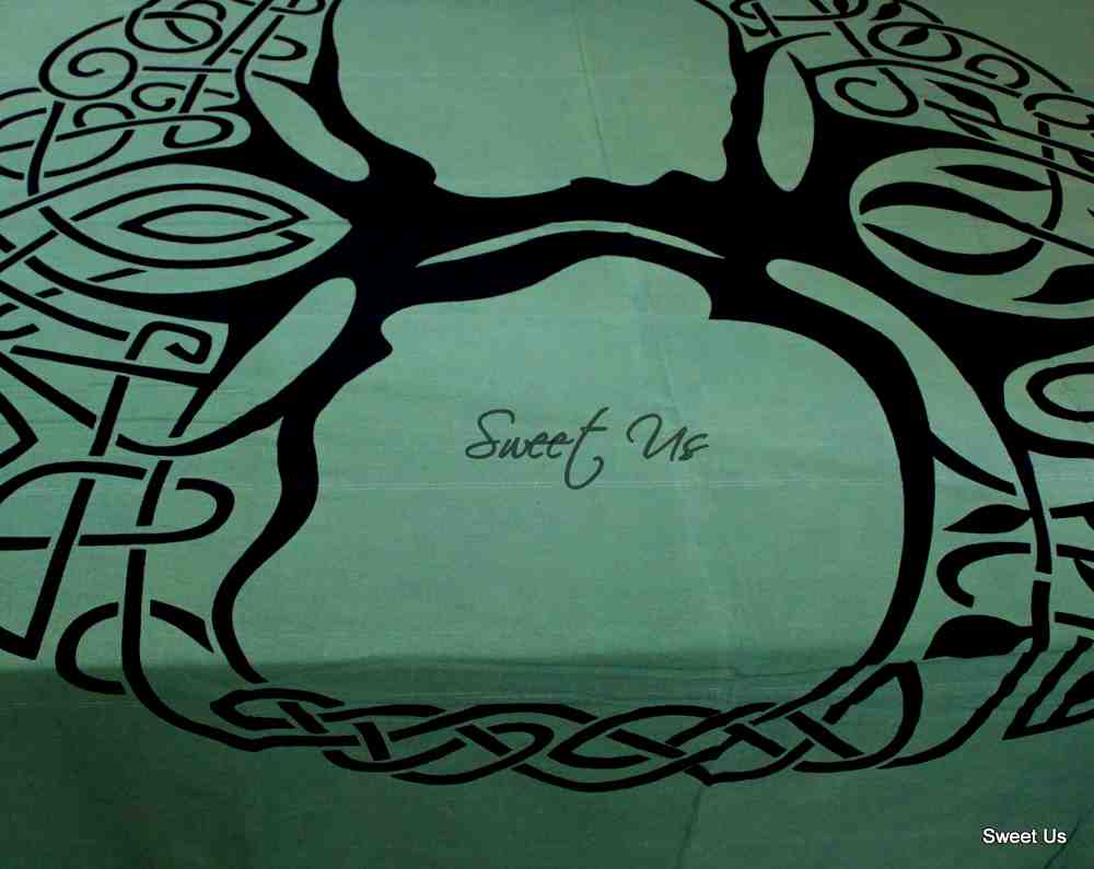 Cotton Tree of life Tablecloth Rectangle Celtic Tie-Dye Tapestry Spread Fringe