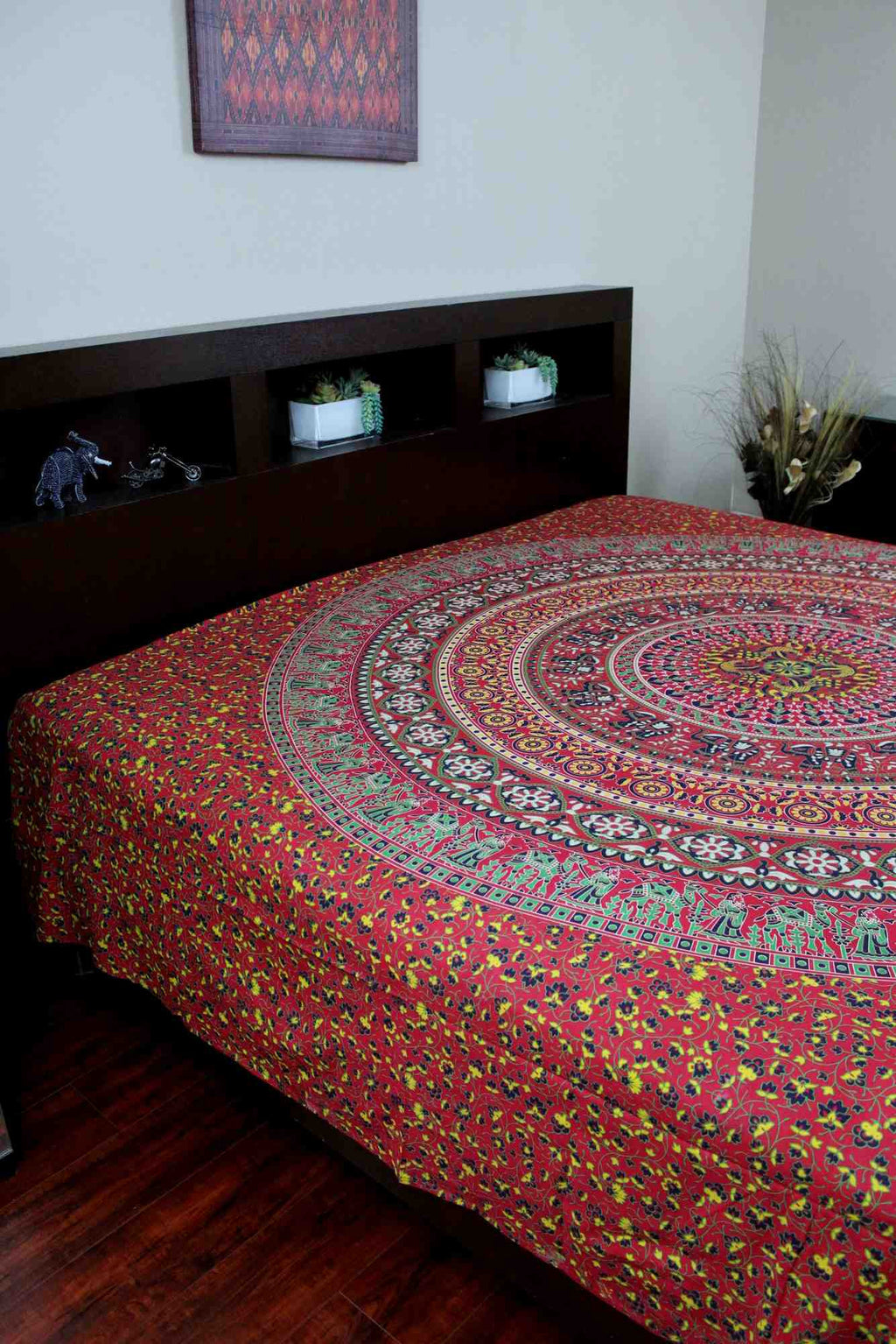 Handmade Sanganer Floral Mandala 100% Cotton Tapestry Tablecloth Spread Full - Sweet Us