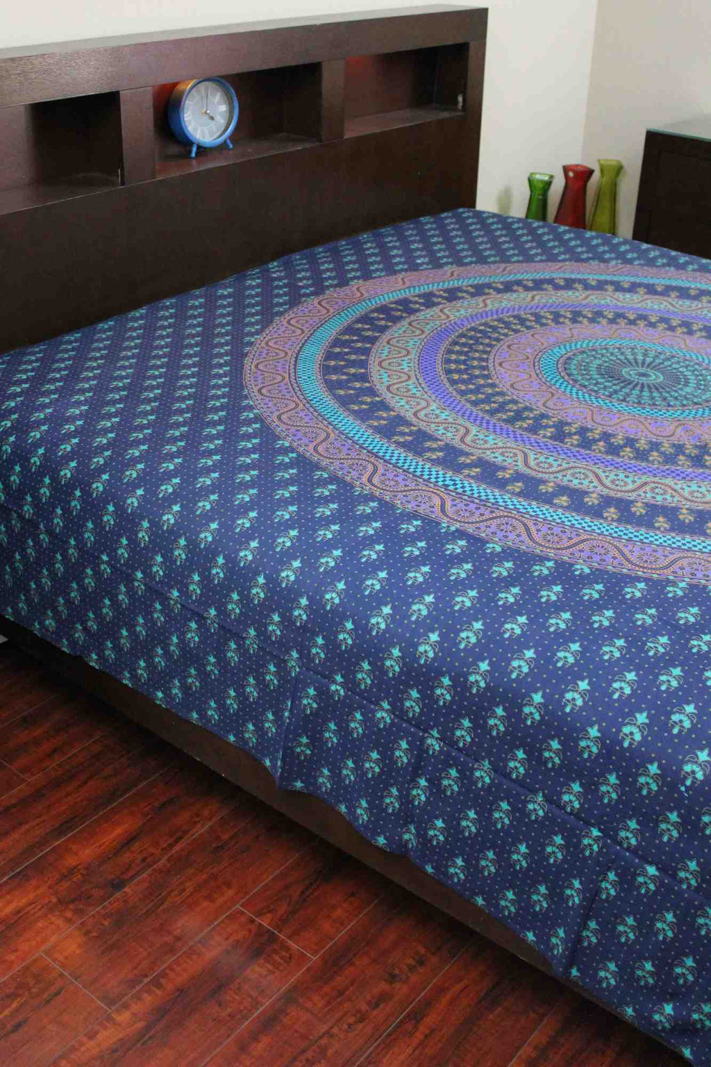 Handmade Sanganer Floral Mandala 100% Cotton Tapestry Tablecloth Spread Twin Full - Sweet Us