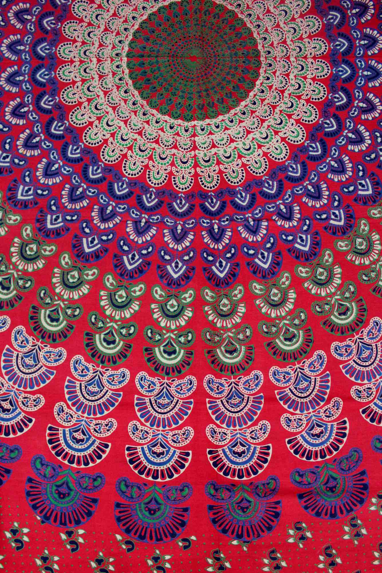 Sanganer Peacock Mandala Cotton Tapestry Tablecloth Bedspread Twin Full - Sweet Us