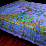 Handmade Cotton Tree of Life Tapestry Throw Tablecloth Spread Twin Full Purple - Sweet Us