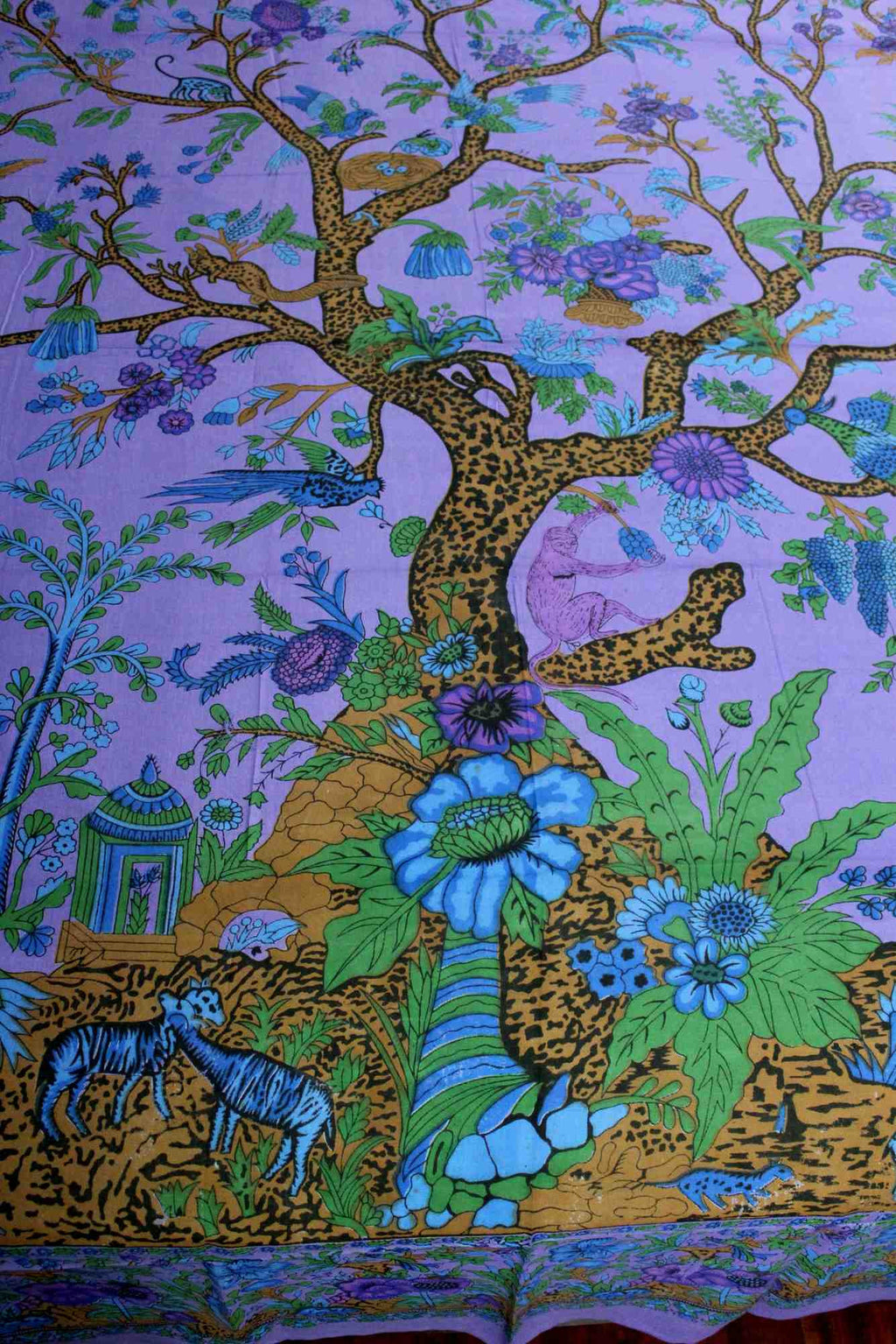 Handmade Cotton Tree of Life Tapestry Throw Tablecloth Spread Twin Full Purple - Sweet Us