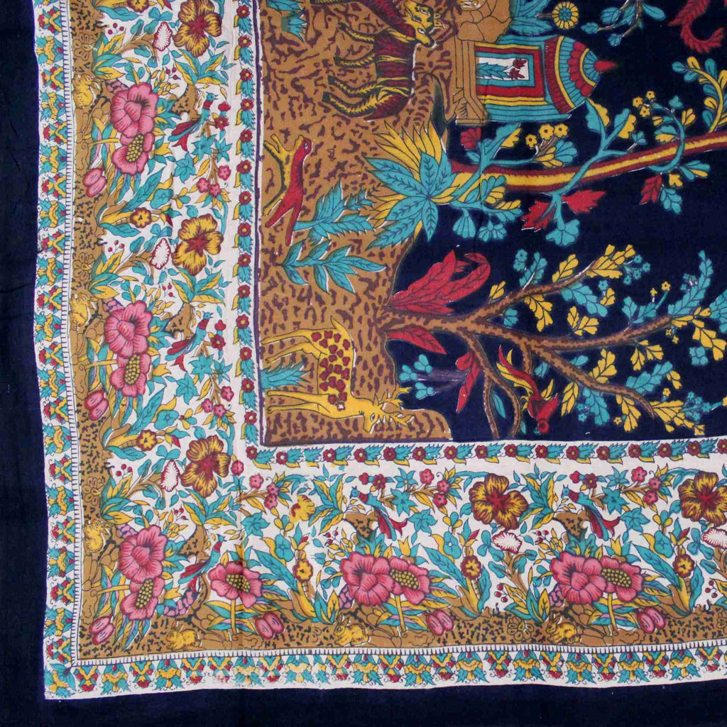 Tree of Life Tapestry Wall Hanging Cotton Tablecloth Bedspread Twin Full Black - Sweet Us