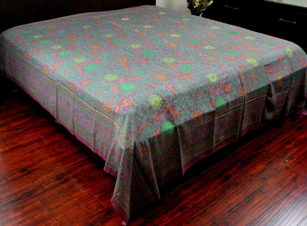 Handmade 100% Cotton Sunflower Tapestry Spread Tablecloth Burgundy Full 88x104 - Sweet Us