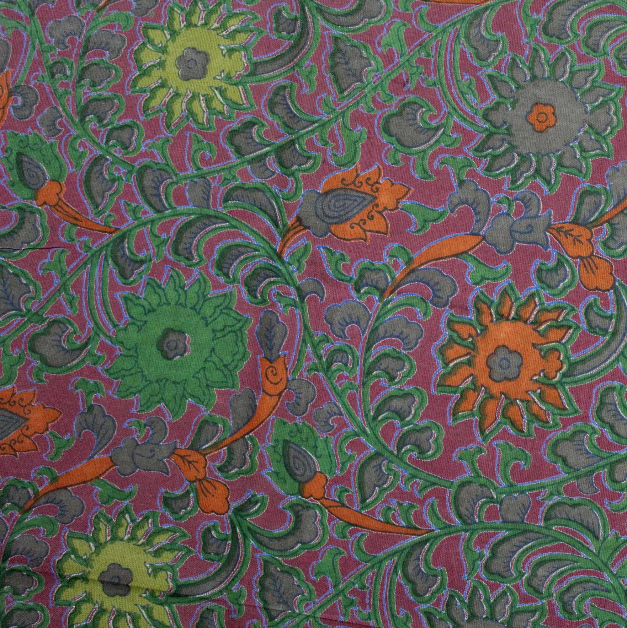 Handmade 100% Cotton Sunflower Tapestry Spread Tablecloth Burgundy Twin 70x104 - Sweet Us