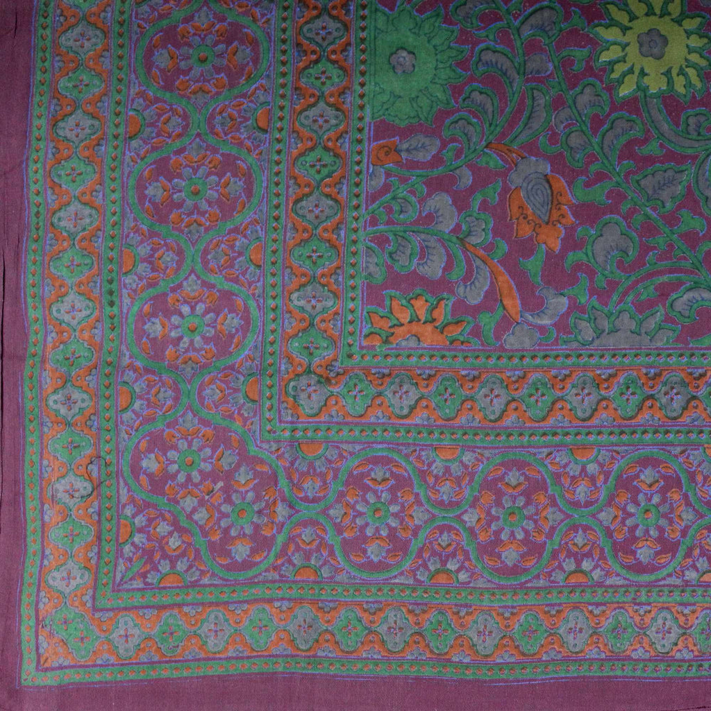 Handmade 100% Cotton Sunflower Tapestry Spread Tablecloth Burgundy Full 88x104 - Sweet Us