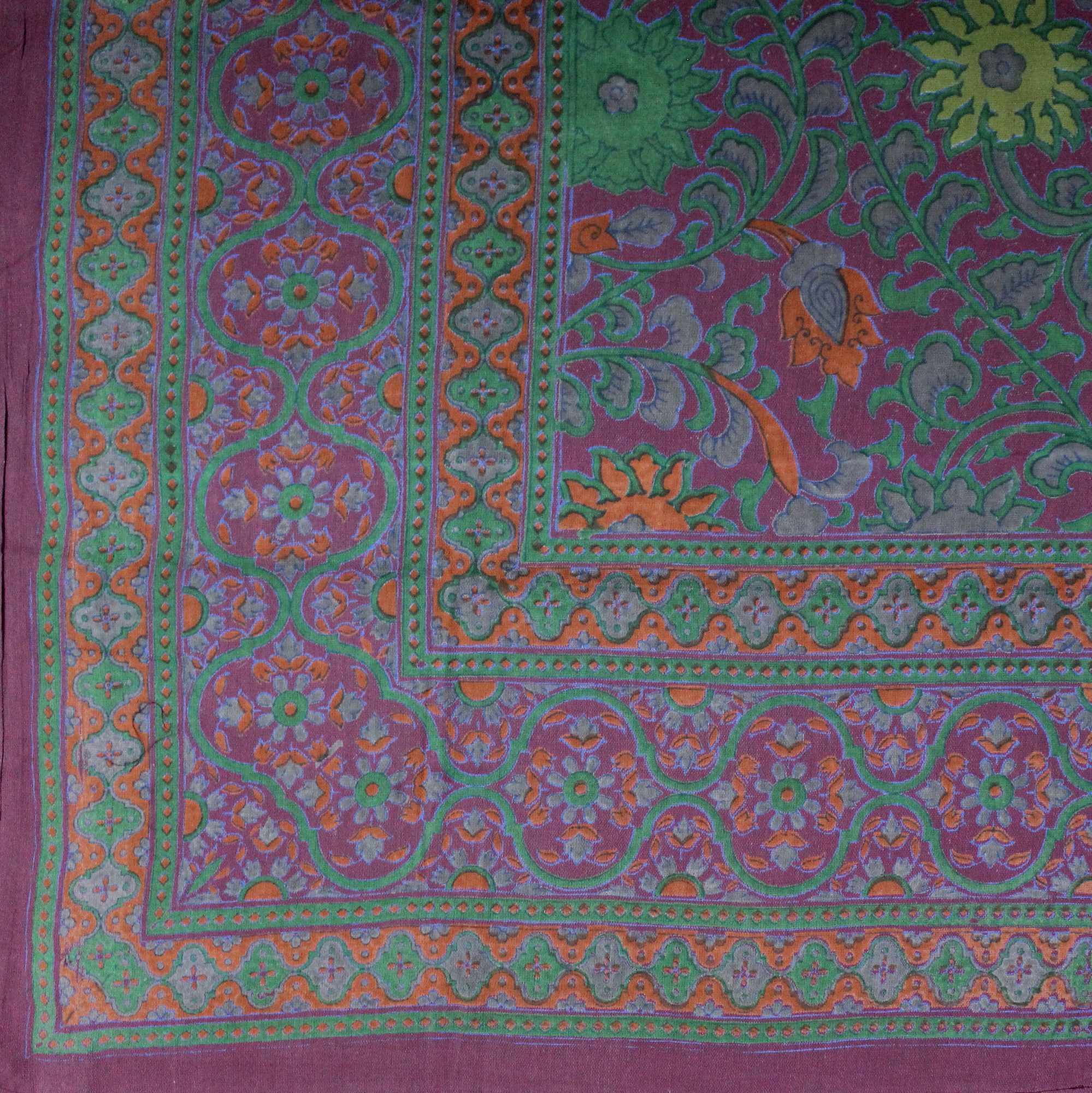 Handmade 100% Cotton Sunflower Tapestry Spread Tablecloth Burgundy Full 88x104 - Sweet Us