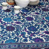 Cotton Sunflower Floral Tablecloth Rectangle 88x104 White Blue Purple