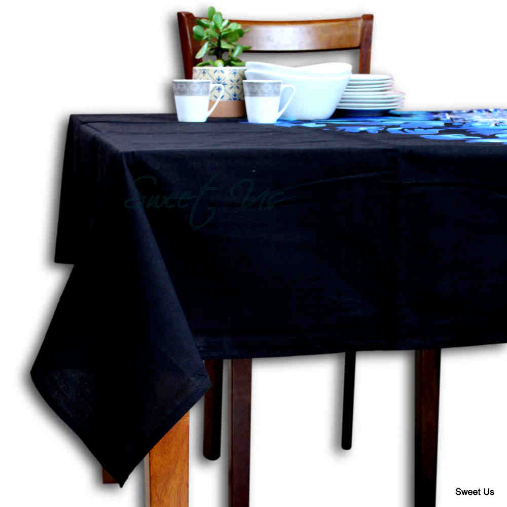 Cotton Possibility Flame Tablecloth Rectangle Blue Black Kitchen Dining Linen