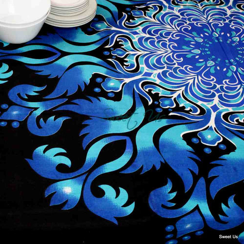 Ignis Cotton Flame Tablecloth Rectangle — Azure - Sweet Us