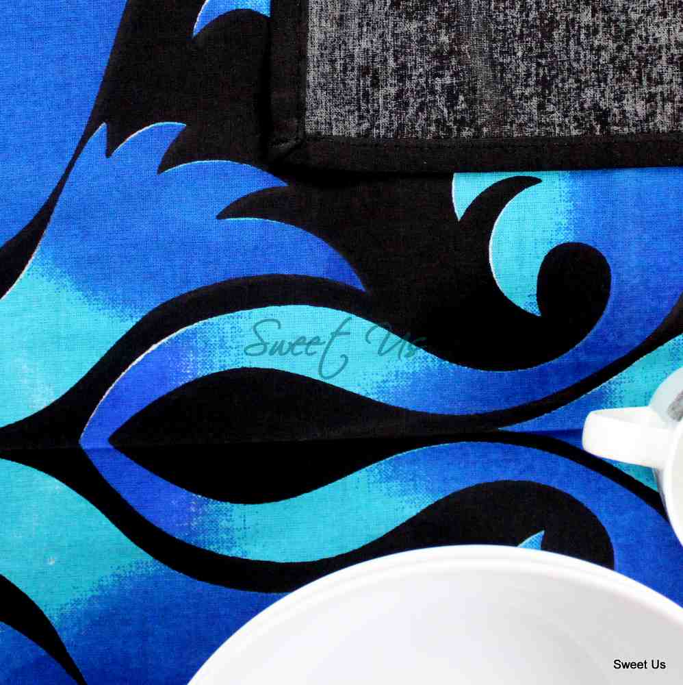 Cotton Possibility Flame Tablecloth Rectangle Blue Black Kitchen Dining Linen