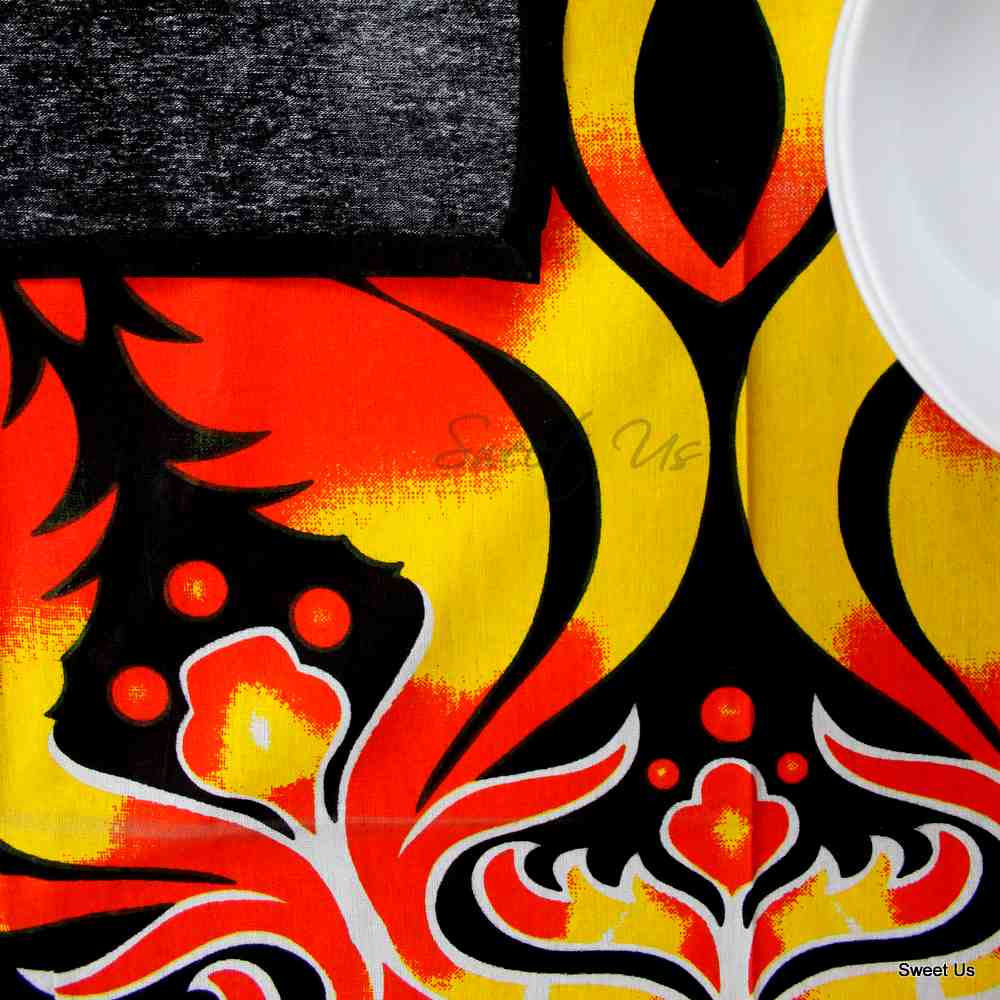 Cotton Possibility Flame Tablecloth Rectangle Black Tropical Dining Linen