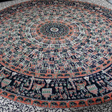 Jaipur Bagru Mandala Tapestry Tablecloth Throw Coverlet Bedspread Gorgeous Twin - Sweet Us