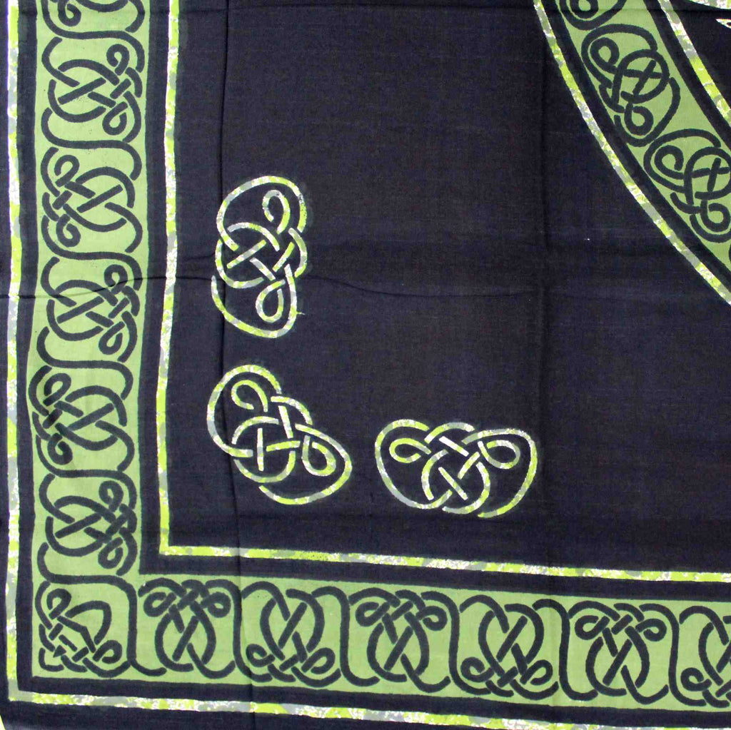 Celtic Circle Wheel Of Life Cotton Tapestry Spread Twin Full Queen King Green Black - Sweet Us