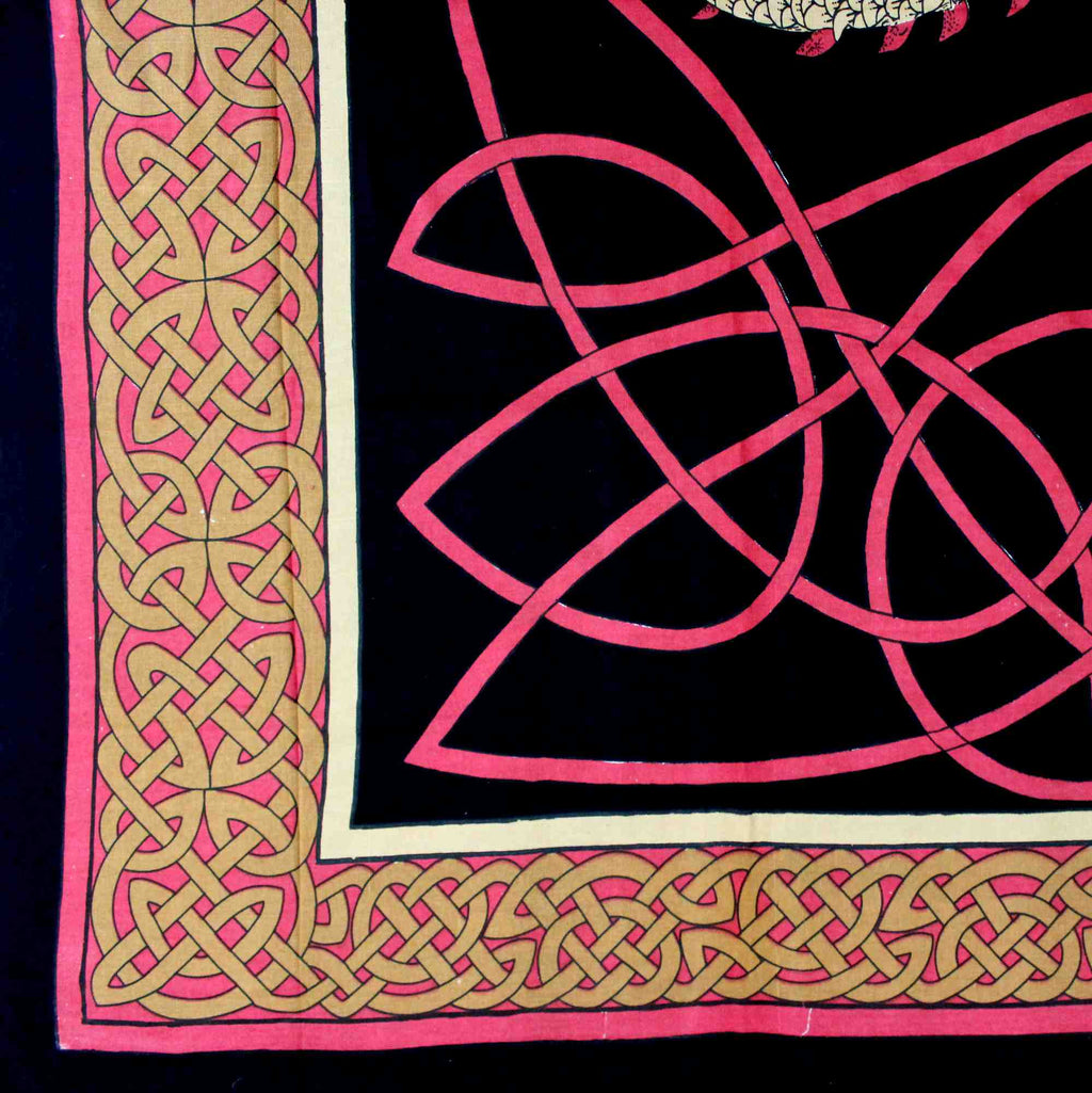 Cotton Celtic Dragon Tapestry Tablecloth Thin Bedspread Twin Full Red - Sweet Us