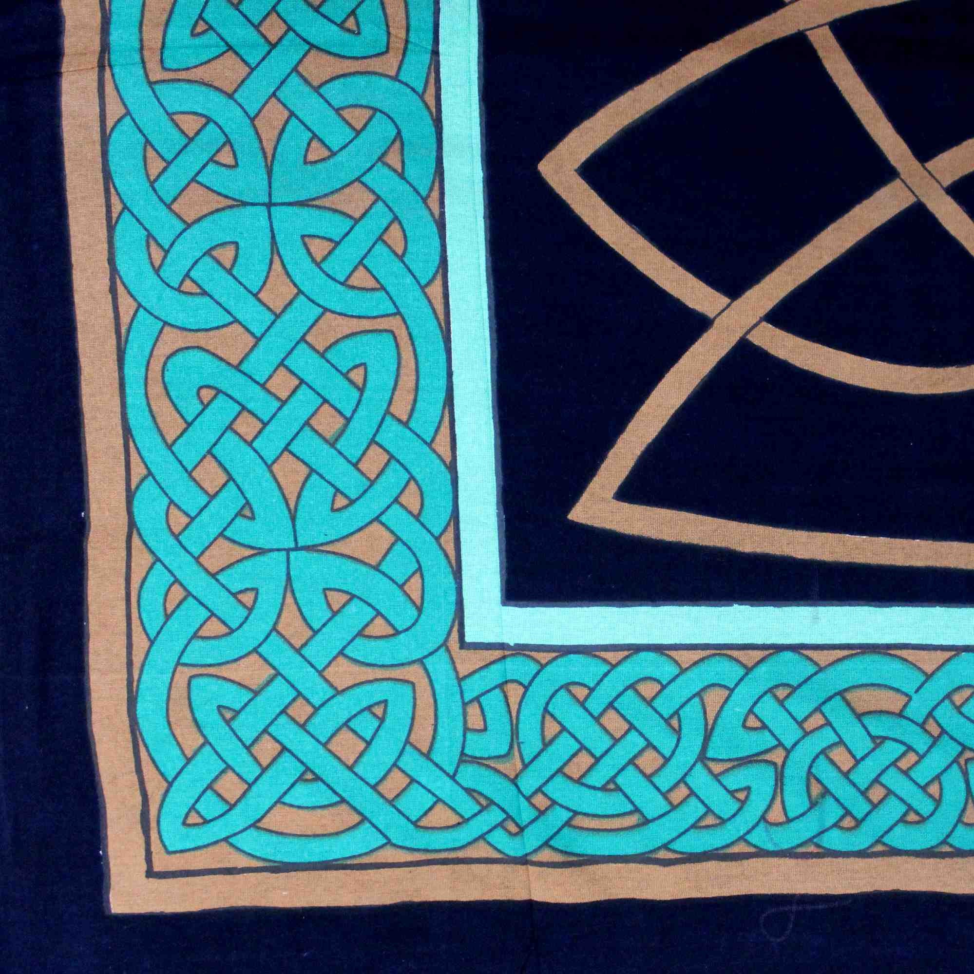 Handmade Cotton Celtic Dragon Tapestry Tablecloth Bedspread Twin Full Green - Sweet Us