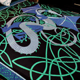 Cotton Celtic Dragon Tapestry Bedspread Beach Sheet Dorm Decor Twin Full Blue - Sweet Us