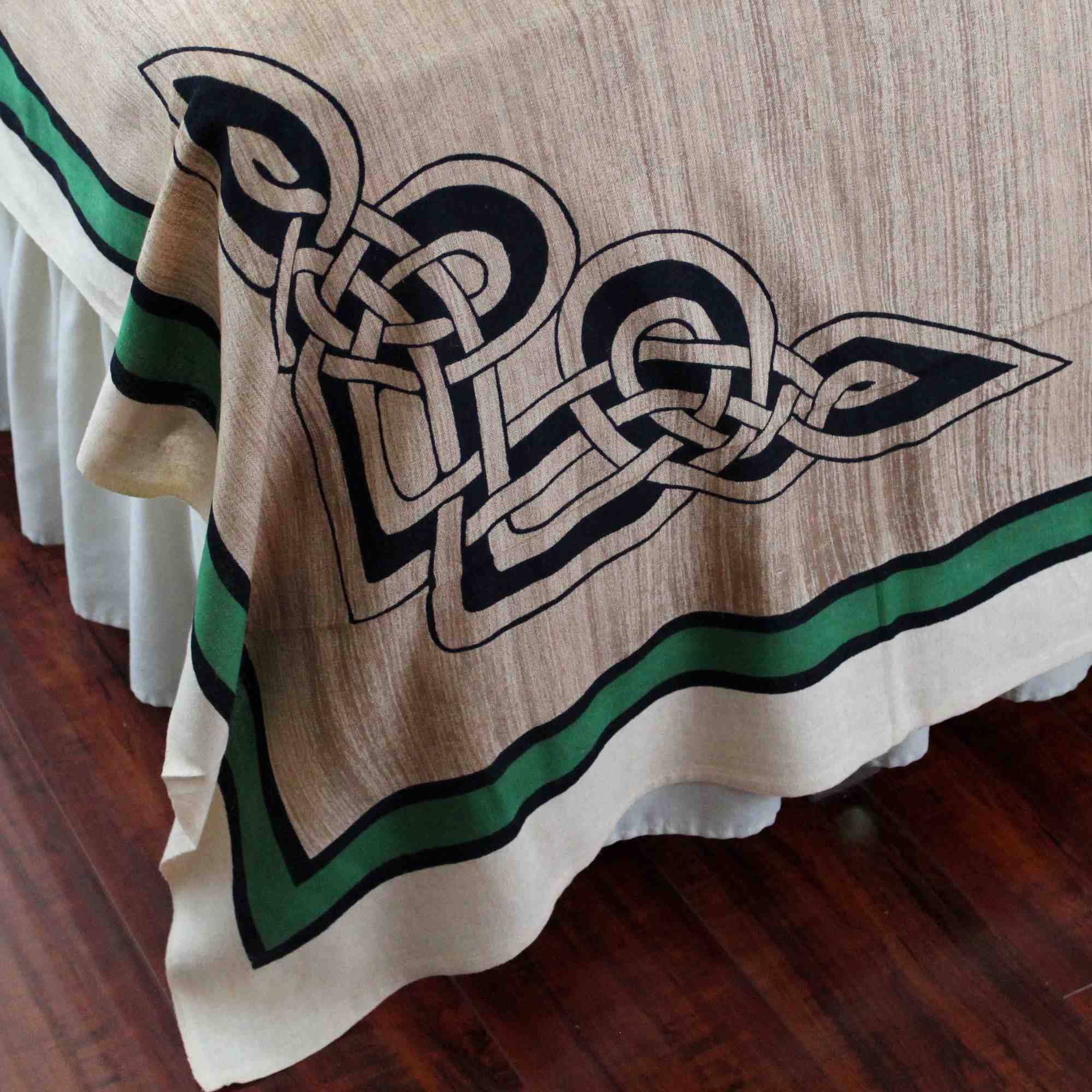 Unique Handmade Cotton Celtic Lovers Tapestry Tablecloth Bedspread Tan Full - Sweet Us