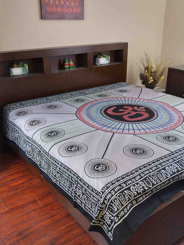 Handmade 100% Cotton Mandala Om Tie Dye Tapestry Tablecloth Spread Full Yoga - Sweet Us