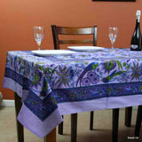 Cotton Birds of Paradise Tablecloth Rectangle Purple Kitchen Dining Linen