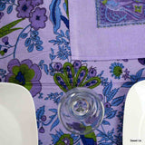Cotton Birds of Paradise Tablecloth Rectangle Purple Kitchen Dining Linen