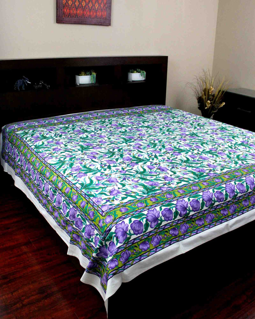 Handmade 100% Cotton Floral Print Tapestry Tablecloth Coverlet Bedspread Full - Sweet Us