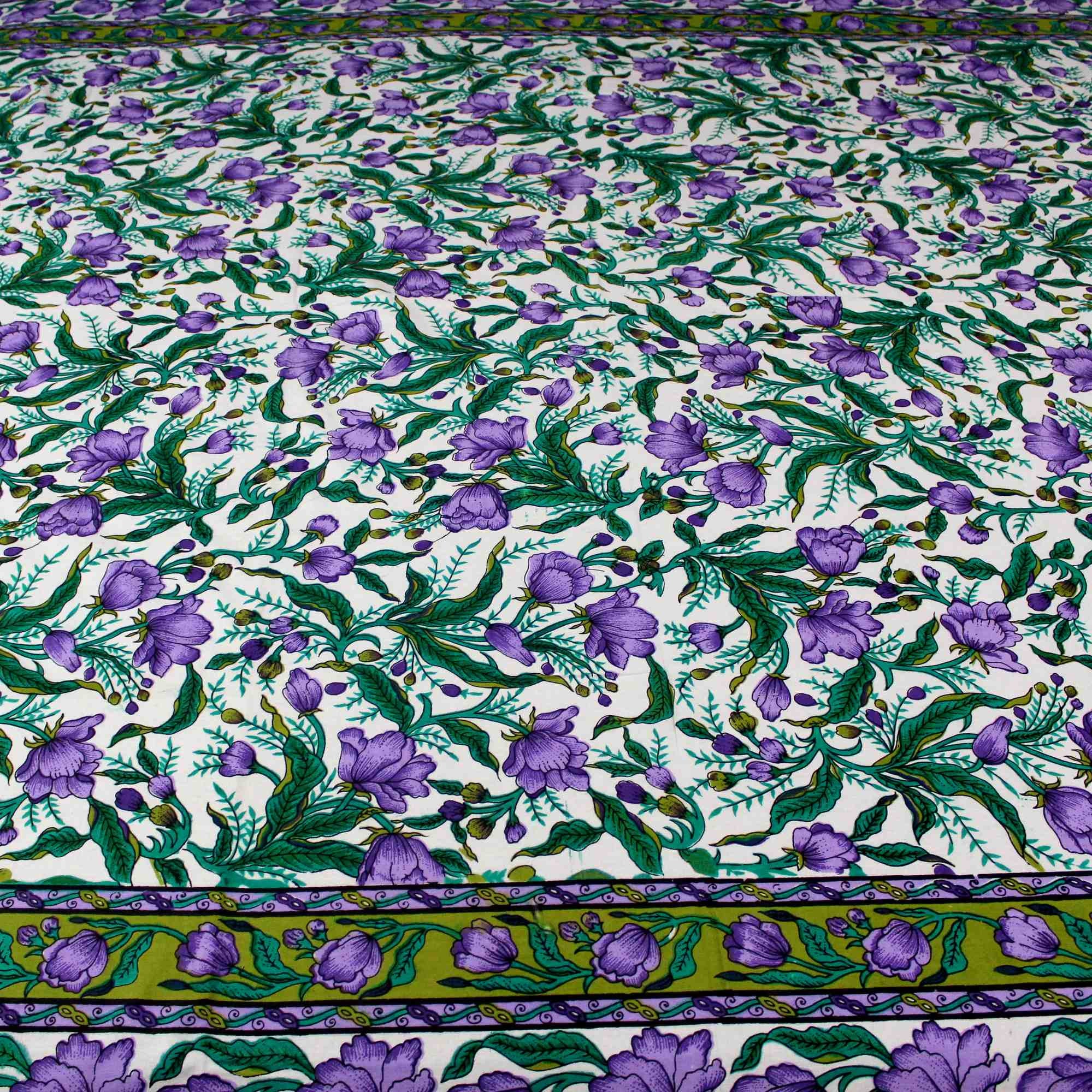 Handmade 100% Cotton Floral Print Tapestry Tablecloth Coverlet Bedspread Full - Sweet Us