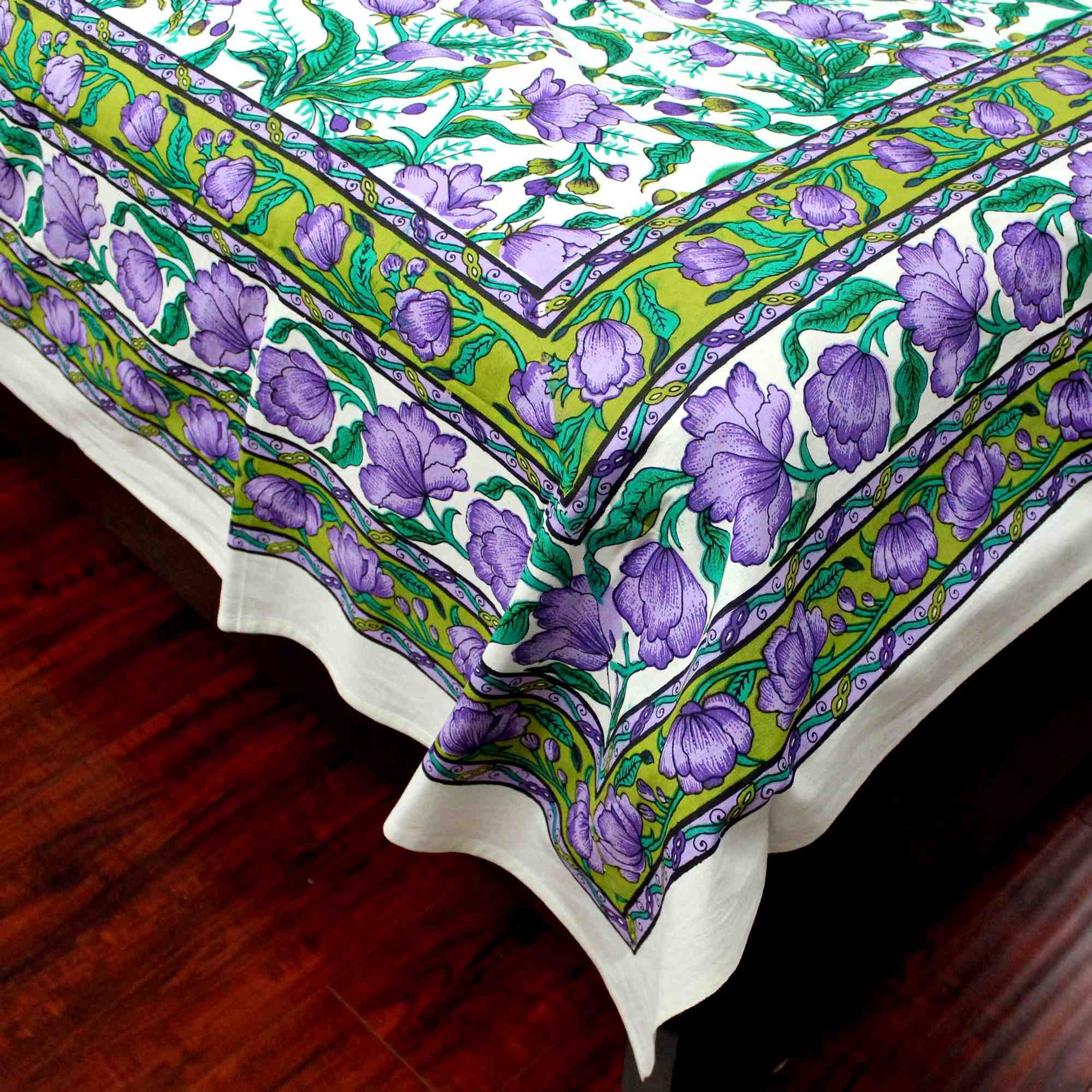 Handmade 100% Cotton Floral Print Tapestry Tablecloth Coverlet Bedspread Full - Sweet Us