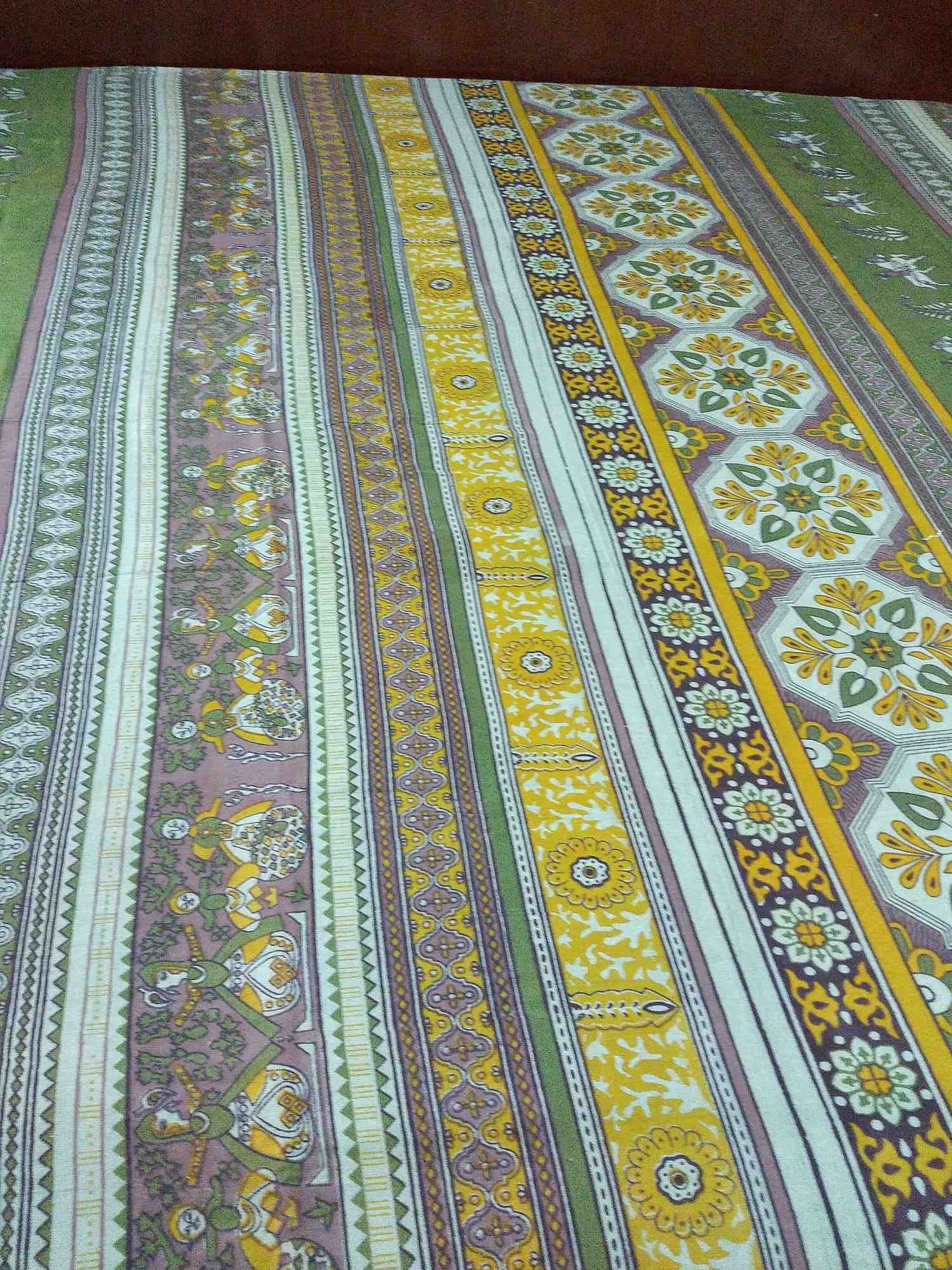 Cotton Kalamkari Tapestry Wall Hang Tablecloth Rectangle Green Blue Red - Sweet Us