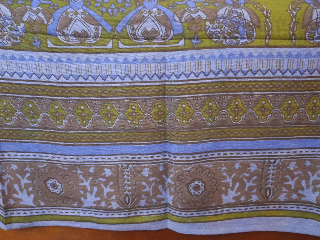 Cotton Kalamkari Tapestry Wall Hang Tablecloth Rectangle Green Blue Red - Sweet Us
