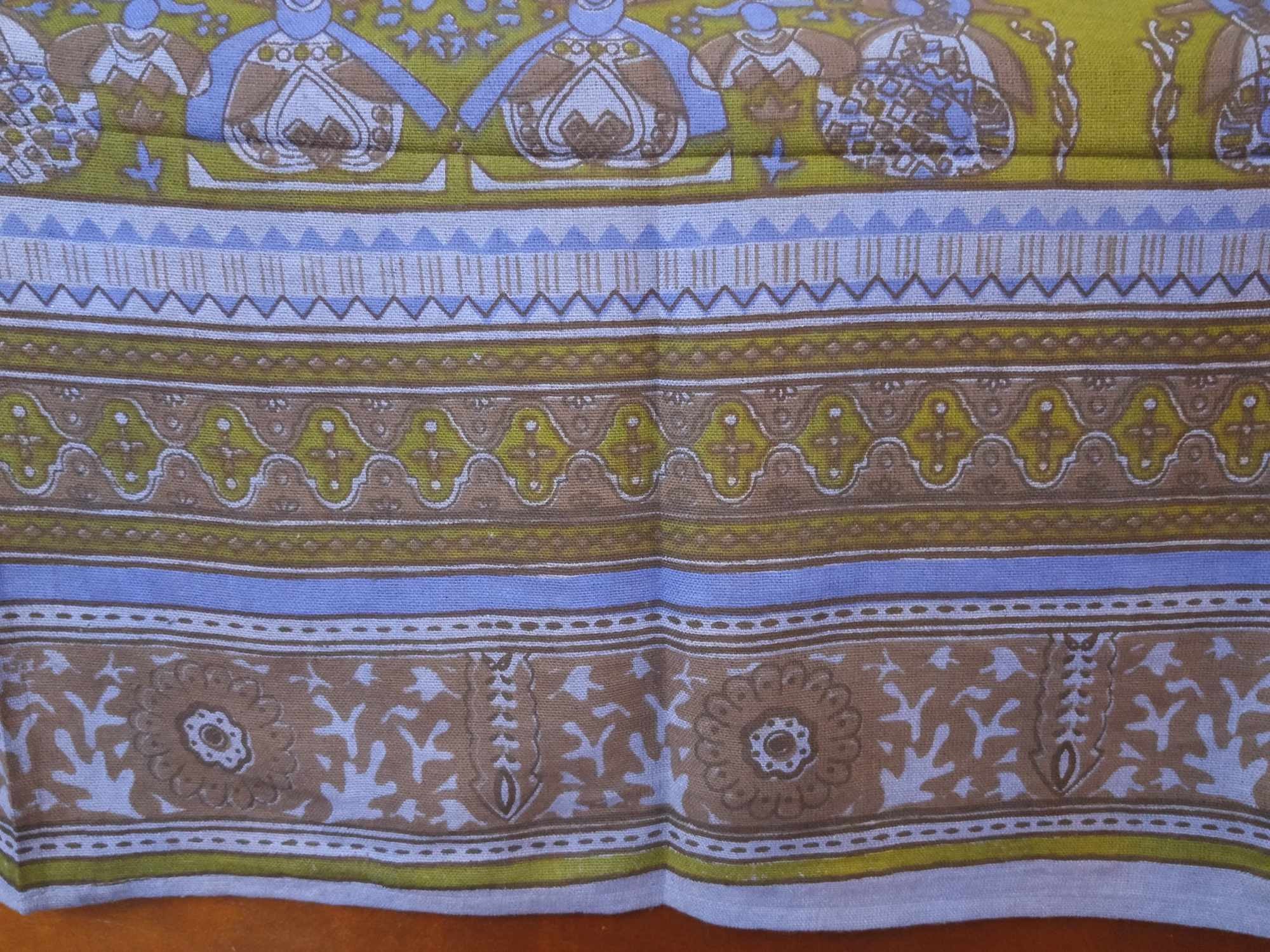 Cotton Kalamkari Tapestry Wall Hang Tablecloth Rectangle Green Blue Red - Sweet Us
