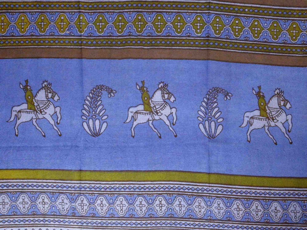 Cotton Kalamkari Tapestry Wall Hang Tablecloth Rectangle Green Blue Red - Sweet Us