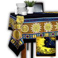 Golden Moon Cotton Tablecloth Rectangle Cosmic Blue Dining Linen - Sweet Us