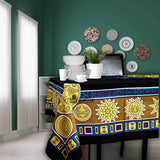 Golden Moon Cotton Tablecloth Rectangle Cosmic Blue Dining Linen