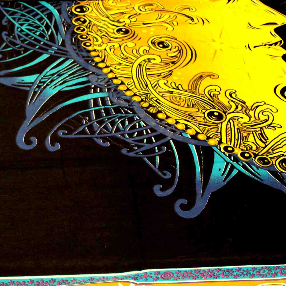 Golden Moon Cotton Tablecloth Rectangle Cosmic Blue Dining Linen