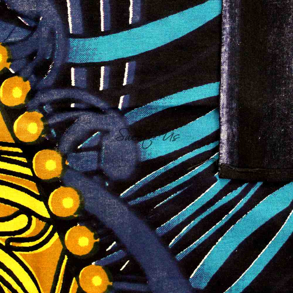 Golden Moon Cotton Tablecloth Rectangle Cosmic Blue Dining Linen