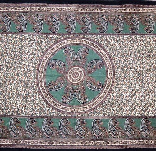 Handmade Cotton Paisley Mandala Tapestry Tablecloth Spread Full with Fringes - Sweet Us