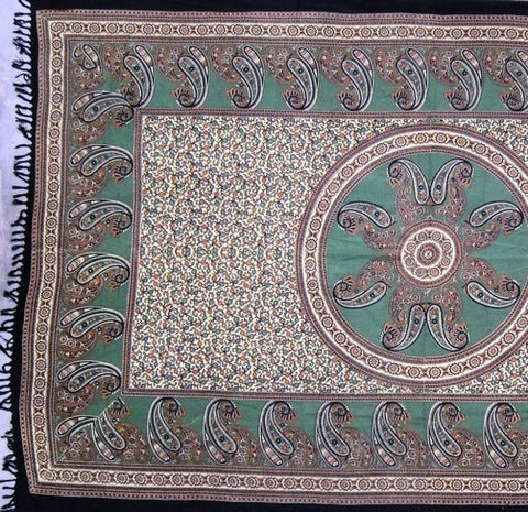 Handmade Cotton Paisley Mandala Tapestry Tablecloth Spread Full with Fringes - Sweet Us
