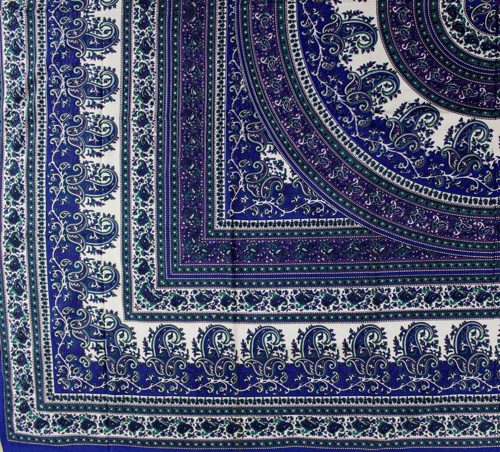 Cotton Mandala Paisley Floral Tapestry Tablecloth Rectangle Blue Purple Brown - Sweet Us