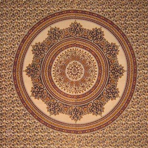 Handmade Cotton Floral Jaipur Paisley Mandala Tablecloth Tapestry Earthy 87x90 - Sweet Us