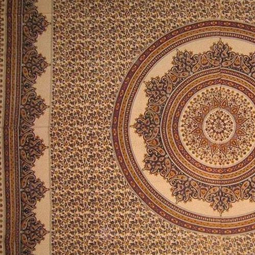 Handmade Cotton Floral Jaipur Paisley Mandala Tablecloth Tapestry Earthy 87x90 - Sweet Us