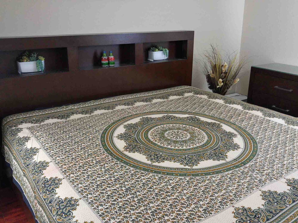 Handmade 100% Cotton Floral Paisley Mandala Bedspread Bed sheet Beach Sheet Coverlet Dorm Decor Tablecloth Tapestry 87x90 - Sweet Us