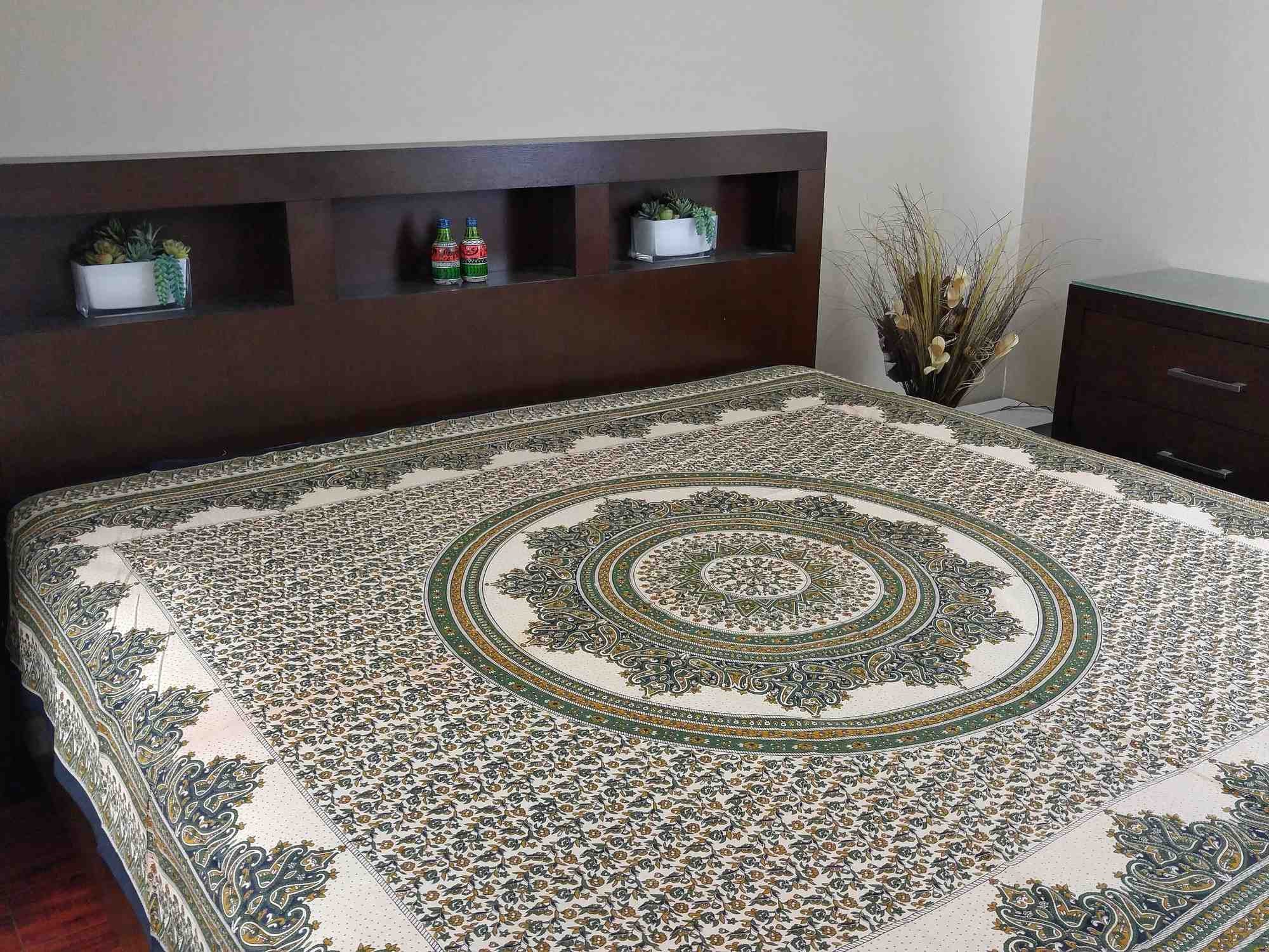 Handmade 100% Cotton Floral Paisley Mandala Bedspread Bed sheet Beach Sheet Coverlet Dorm Decor Tablecloth Tapestry 87x90 - Sweet Us