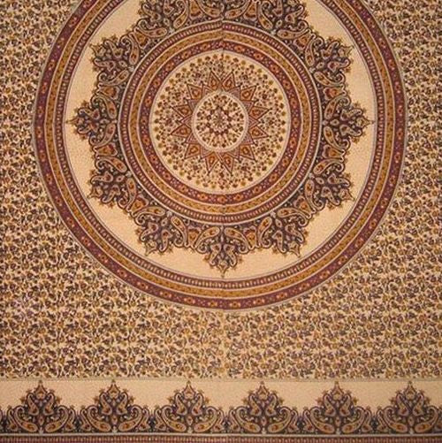 Handmade Cotton Floral Jaipur Paisley Mandala Tablecloth Tapestry Earthy 87x90 - Sweet Us