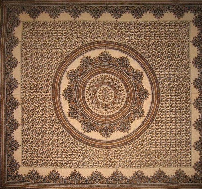 Handmade 100% Cotton Floral Paisley Mandala Tablecloth Tapestry Coverlet 87x90 - Sweet Us