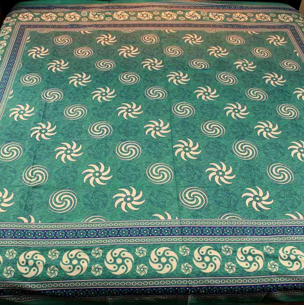 Cotton Sunflower Spiral Tapestry Bedspread Tablecloth Square Turquoise 87x90 - Sweet Us