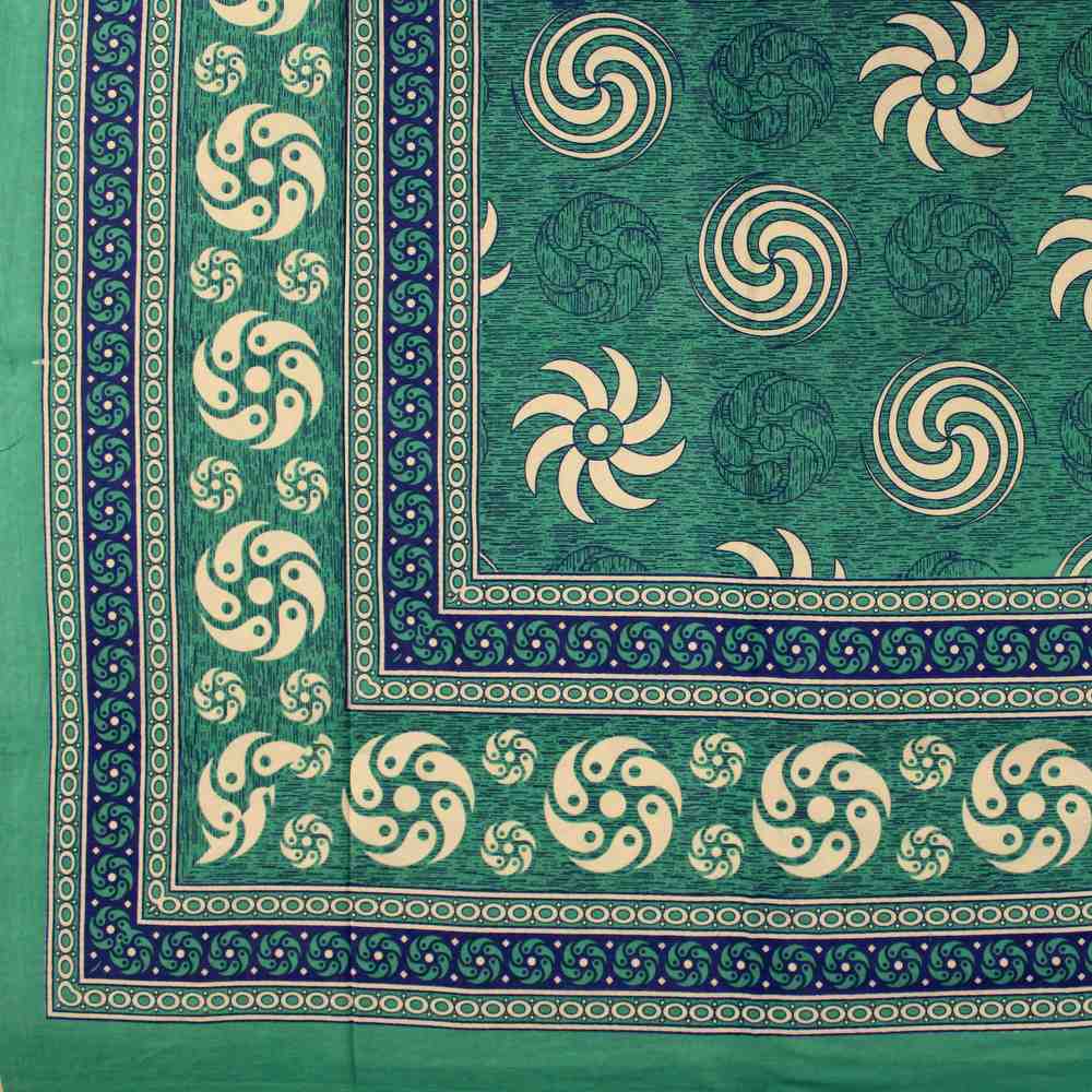 Cotton Sunflower Spiral Tapestry Bedspread Tablecloth Square Turquoise 87x90 - Sweet Us