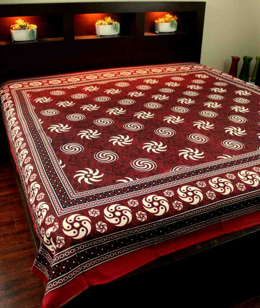 Cotton Sunflower Spiral Tablecloth Tapestry Spread Maroon 60x88 & 87x90 inches - Sweet Us